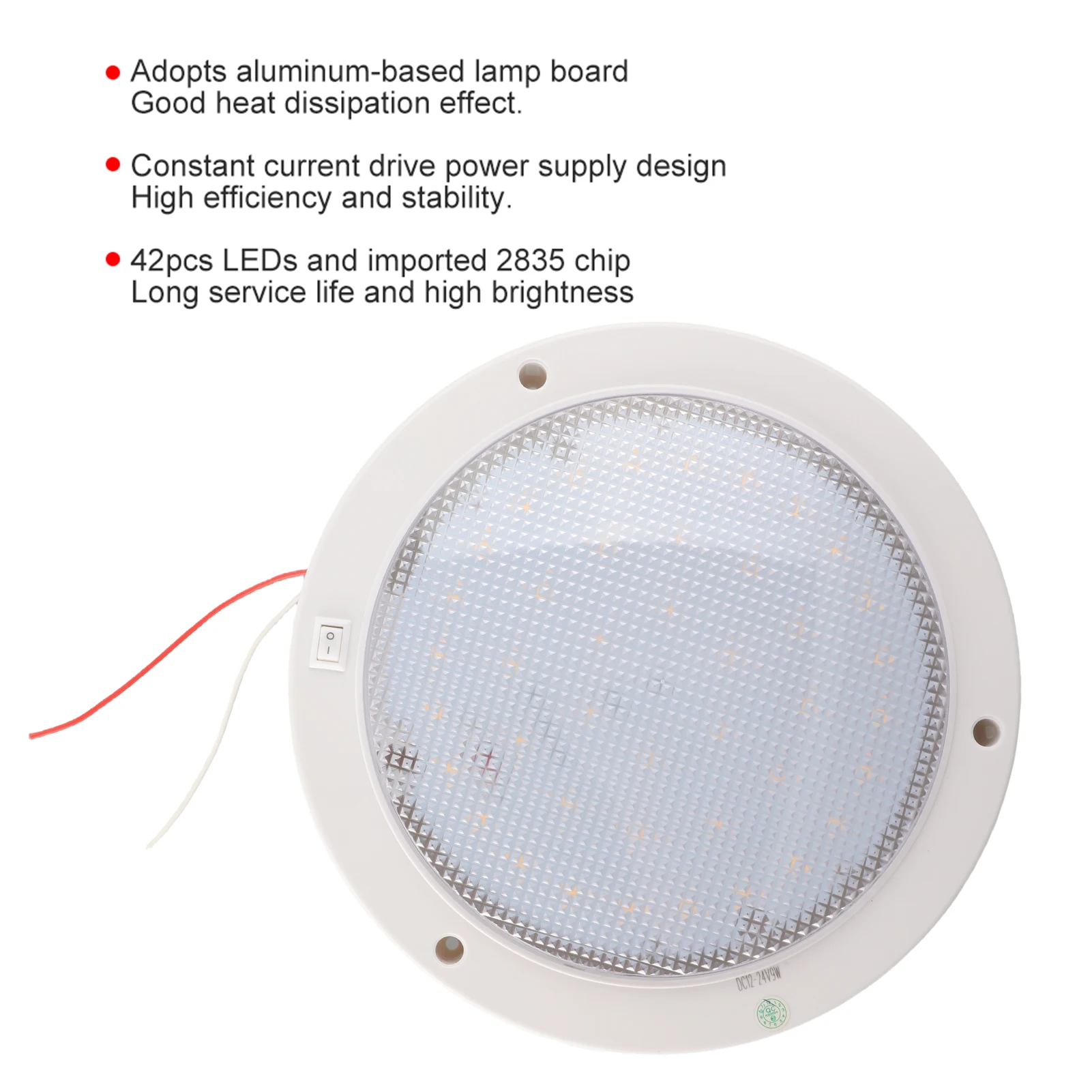 42LED 12V 9W 840LM Plafoniera rotonda ad alta luminosità per auto Barca Casa Lampada da soffitto per casa Plafoniera rotonda Plafoniera