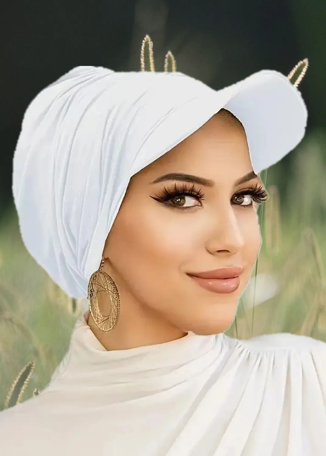 2025 Fashion Women Visor Bandana Head Wraps Brim Cap Pre-Tied Sunscreen Turban Baseball Caps Headscarf Hijab Female Outdoor Hat