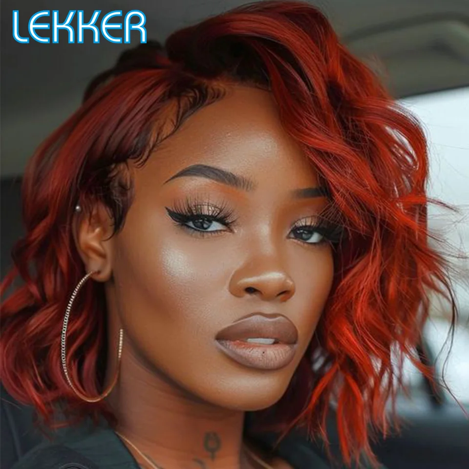 

Lekker Ombre Ginger Orange Short Curly Bob 13x6x1 Lace Front Human Hair Wig For Women Brazilian Remy Hair Glueless Colored Wigs