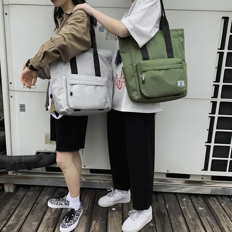 Handbag - Men's casual large capacity durable Oxford fabric waterproof student backpack with a single shoulder strap