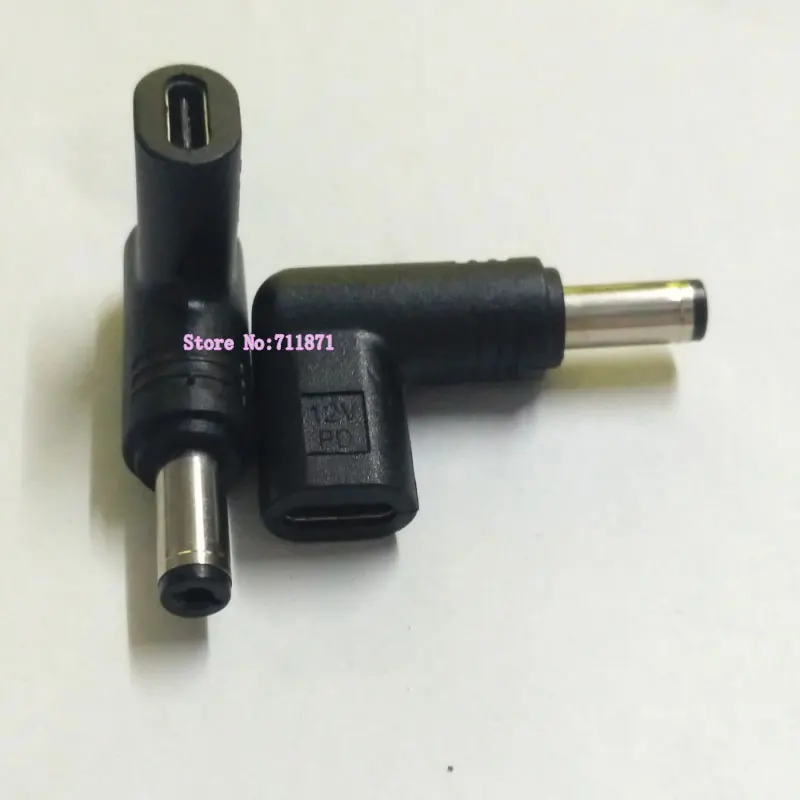 มุมโค้งงอขวา12V PD Type C ถึง5.5*2.1ตัวเชื่อมอะแดปเตอร์90องศาชนิด C ตัวเมียไปยัง5.5*2.1หัวต่อตัวผู้ adpater Type-C