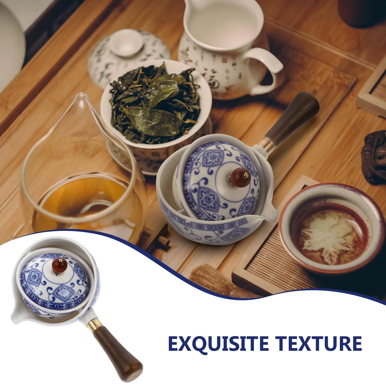 

1Pcs Ceramic Teapot Side Handle Kettle Practical Filter Hole for Enjoying Tea with Friends Retro Teapot