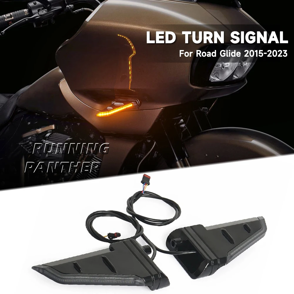 

For Road Glide Custom FLTRX Ultra FLTRU Limited FLTRK 2015-2023 Motorcycle LED Turn Signal Front Side Brake Flowing Accessories