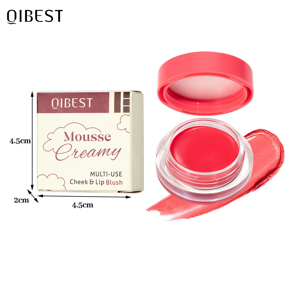 كريم موس خفيف الوزن متعدد الاستخدامات 3 في 1 من QIBEST للعيون والشفاه والخدود، يدوم طويلاً، مستحضرات تجميل للوجه.