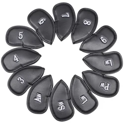 12 Pcs/set Portable PU Golf Club Iron Head Covers Protector Golfs Head Cover Set Golf Iron Head Cover