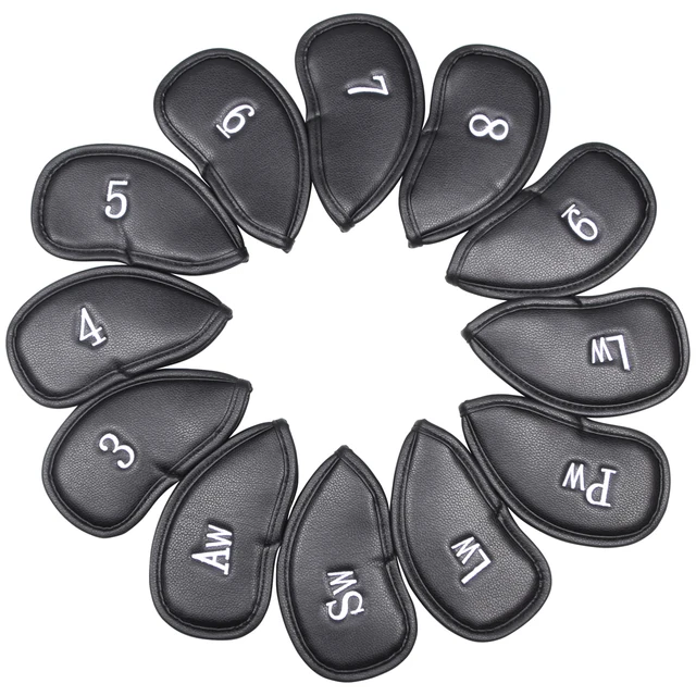 12 sztuk / zestaw Przenośny PU Golf Club Iron Head Covers Protector Golfs Head Cover Set Golf Iron Head Cover