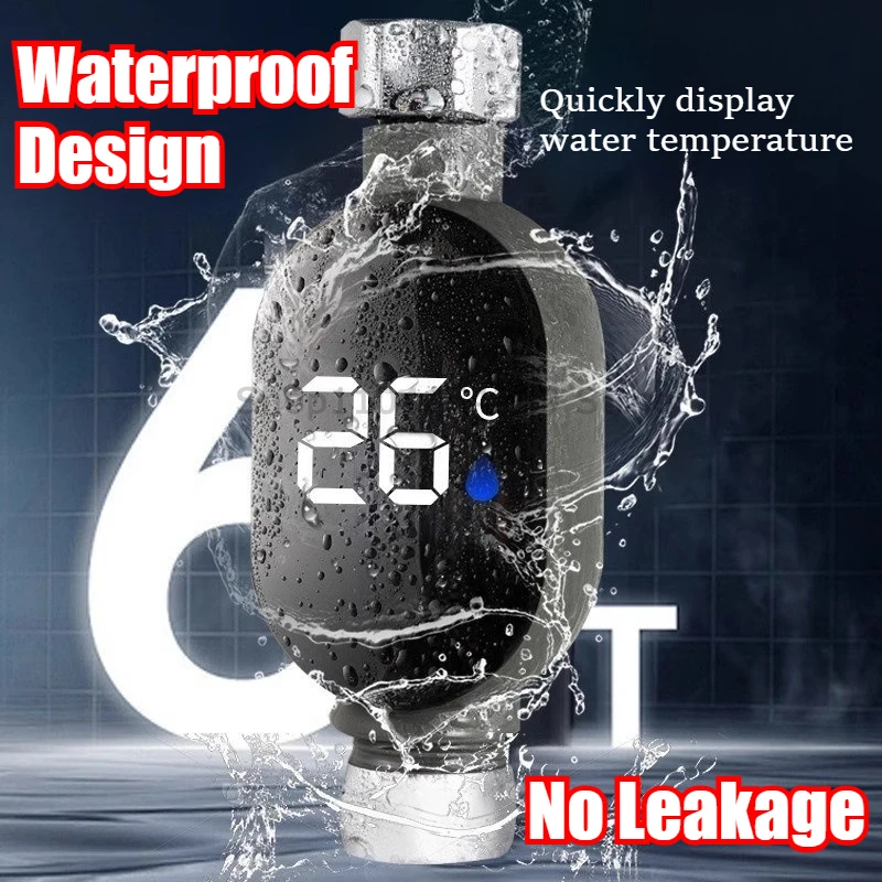 ميزان حرارة دش مائي منزلي مع شاشة LED 0 ℃ ~99 ℃   قياس درجة حرارة الماء الدقيق للحمام الذكي المقاوم للماء