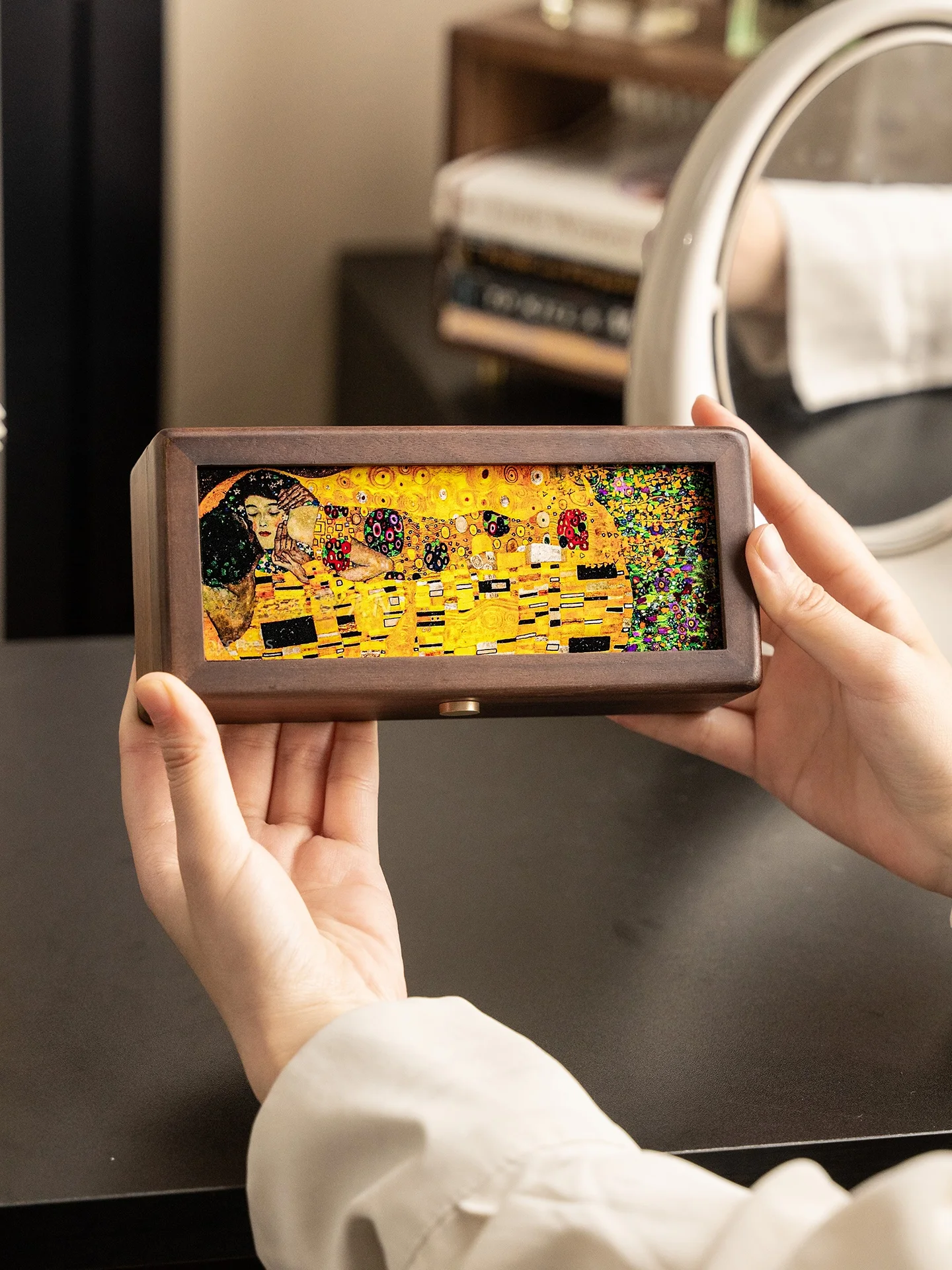 

Ele Velvet Gold Bar Storage Box Portable Wooden Jewelry Box Retro Sle Rectangular Special Box for Gold Bar Storage