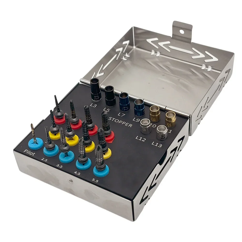 

21Pcs/set Titanium Coated Dentist Osseodensification Bur Drills Kit Dentist Implant System Drivers with Stoppers Material