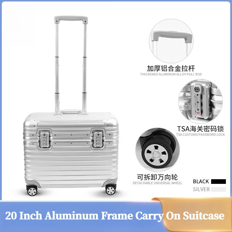 20 Inch Aluminum Frame Carry On Luggage Spinner Wheels Business Travel Suitcase for Short Trip