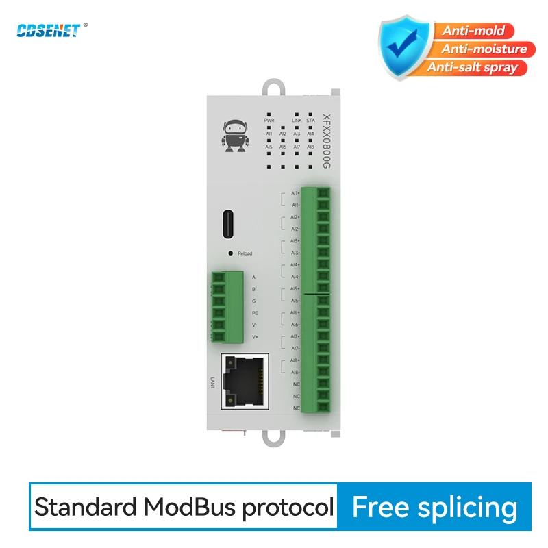8AI Differential Current 0-20mA/4-20mA/±20mA Remote IO Module RS485 Ethernet CDSENET M31-XFXX0800G Modbus Easy Expansion DC9-36V