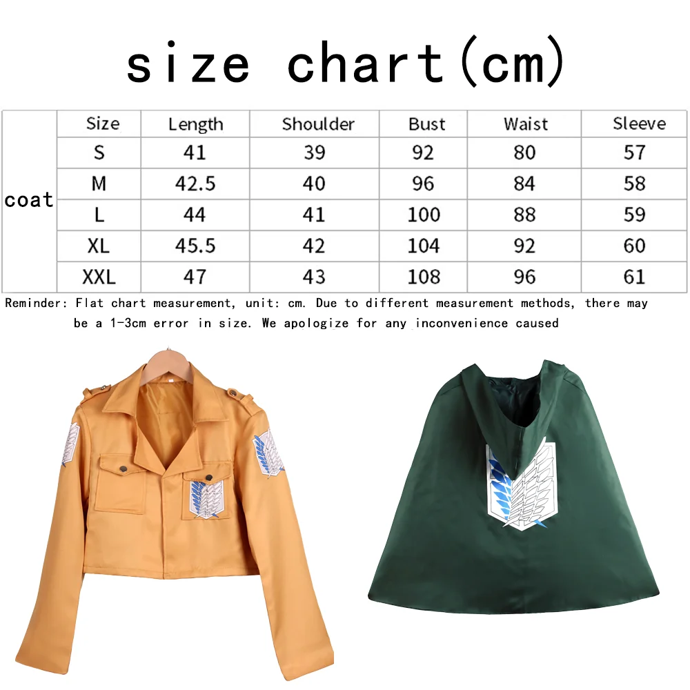 Suit Investigation Corps Team Uniform Anime Attack on Titan Coat Cloak Cosplay Shingeki no Kyojin Mikasa Jacket Shawl Suits