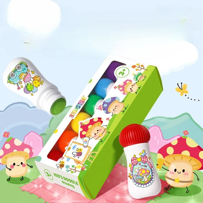 Children's 6 Color Mushroom Magic Kindergarten Doodling Paintbrushes Art Painting Watercolor Pens Early Education Drawing Tools