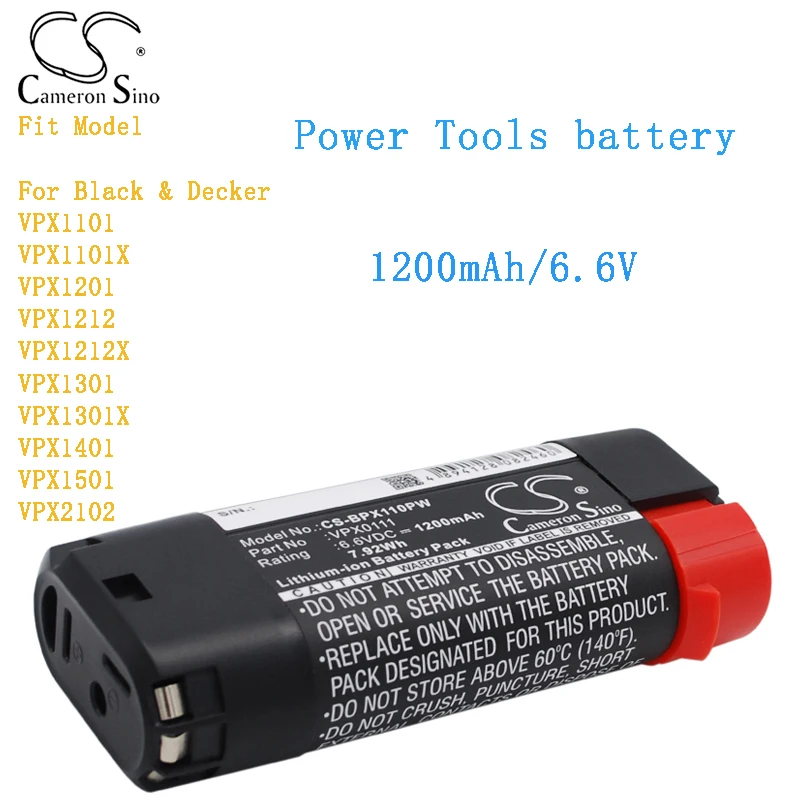 Cameron Sino 1200mAh Power Tools Battery for Black & Decker VPX1101 1101X 1201 1212 1212X 1301 1301X 1401 1501 VPX2102 VPX0111