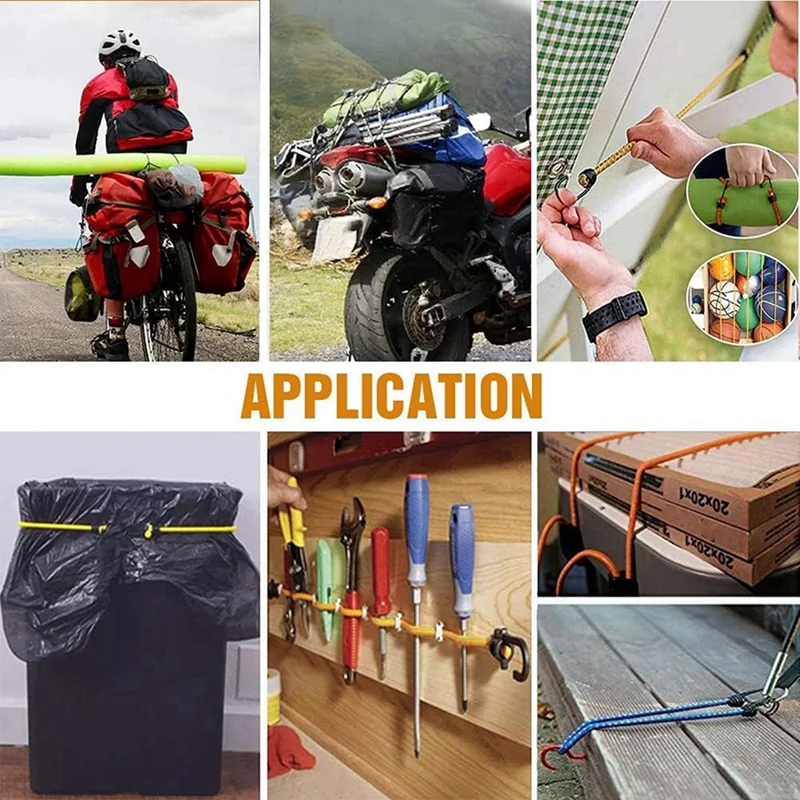 28Pcs Heavy Duty Bungee Cords With Hooks Rope Luggage Packing Strap For Motorcycle Bike Camping Hiking