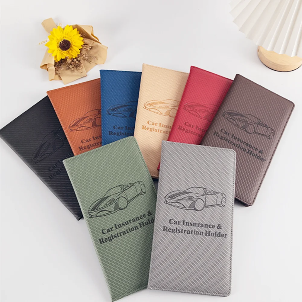 Car Registration and Insurance Card Holder, Magnetic Closure Leather Vehicle Document Organizer for Driver License