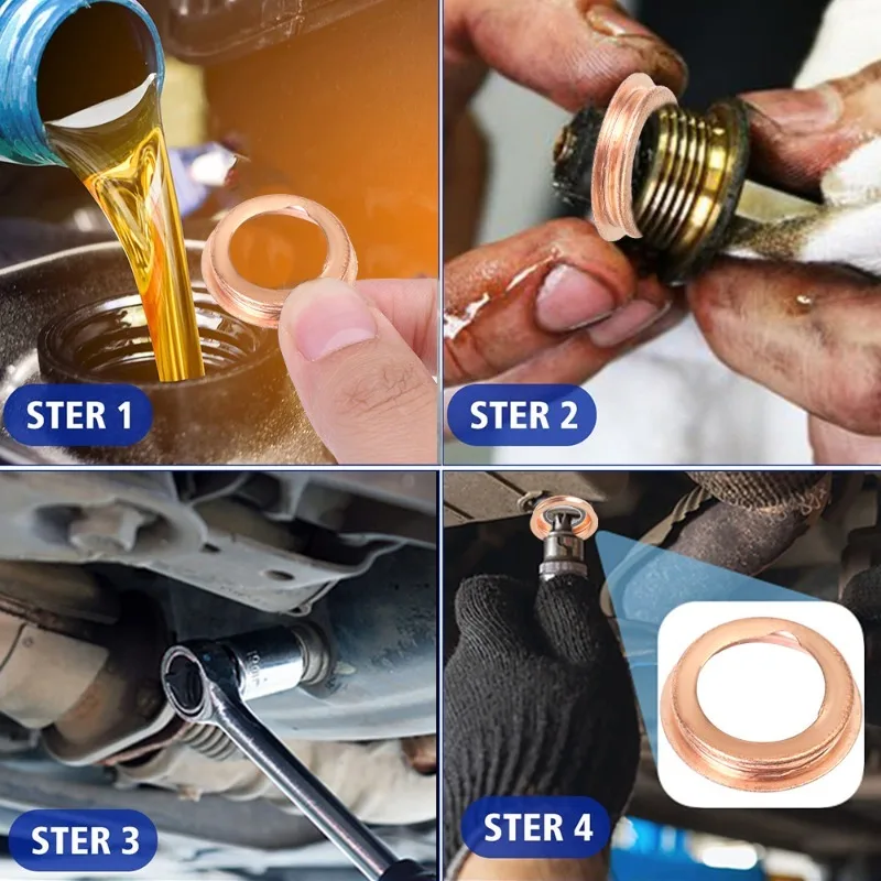 Car Engine Oil Drain Plug Gasket 1102601M02 Copper Colored Oil Drain Plugs Crush Washers Gaskets Rings for Nissan Infiniti