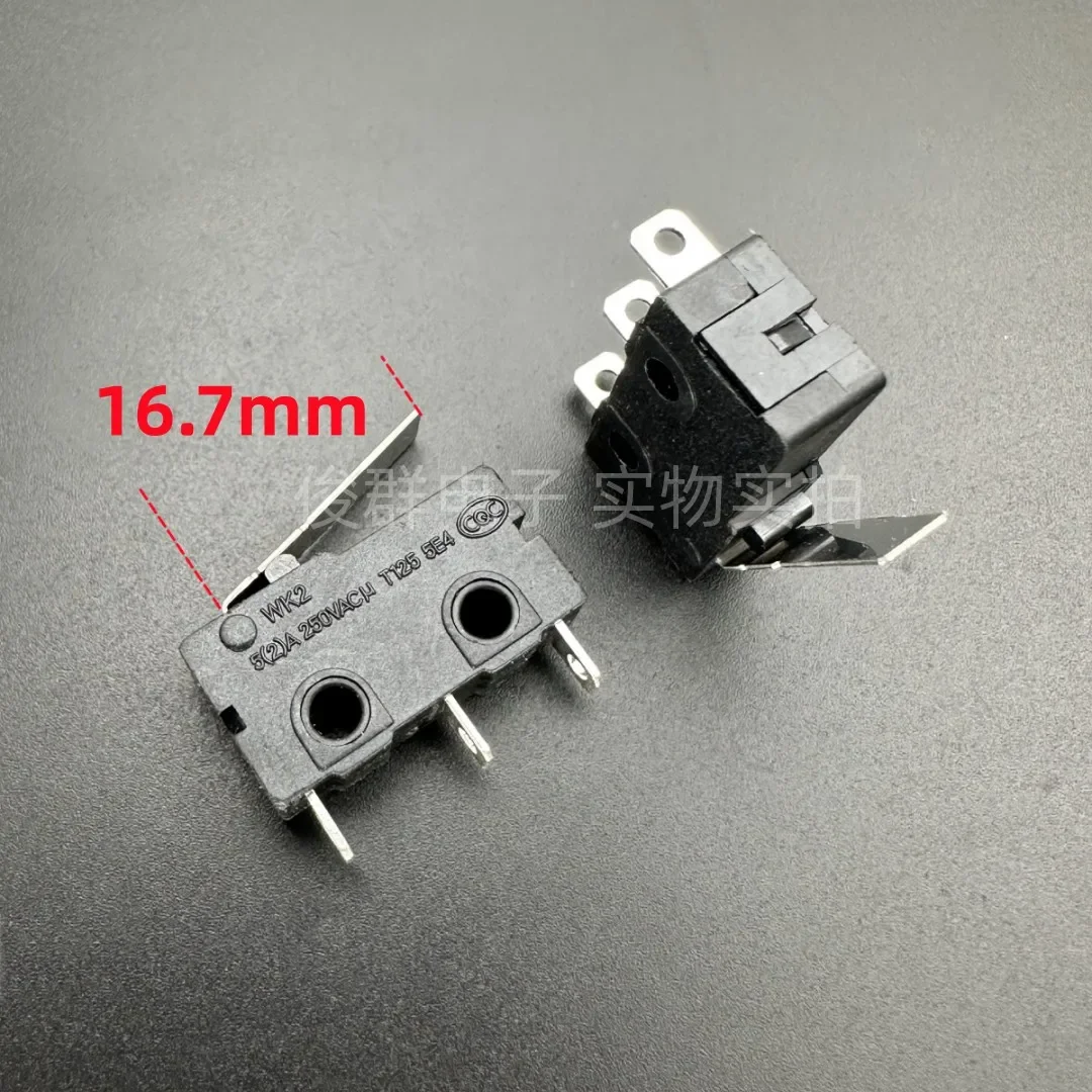 20pcs/ WK2 medium-sized micro switch 3 feet with handle travel limit detection reset button press button 5A250VAC