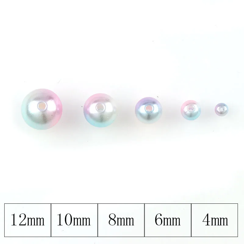 Mixed Rainbow Pearl With Hole ABS Loose Round Beads Colorful Garment Imitation Pearl Craft For Fashion Garment suppli 4/6/8/10mm