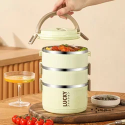 Stainless Steel Insulated Lunch Box Convenient to Carry with Leak-Proof Lid Suitable for Outdoor Camping