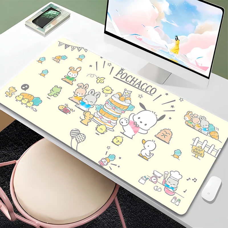 Tapis de souris exquis kawaii Pochacco, tapis de bureau pour clavier et souris, tapis de souris en caoutchouc pour ordinateur portable, accessoires de jeu, grand tapis de souris