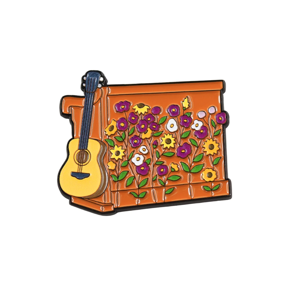 Überraschungslied Klavier Illustration Kühlschrankmagnet Vintage Blumenmuster Gitarre Fliese Literarische und Künstlerische Jugend Heimdekoration Geschenk – Detail 1