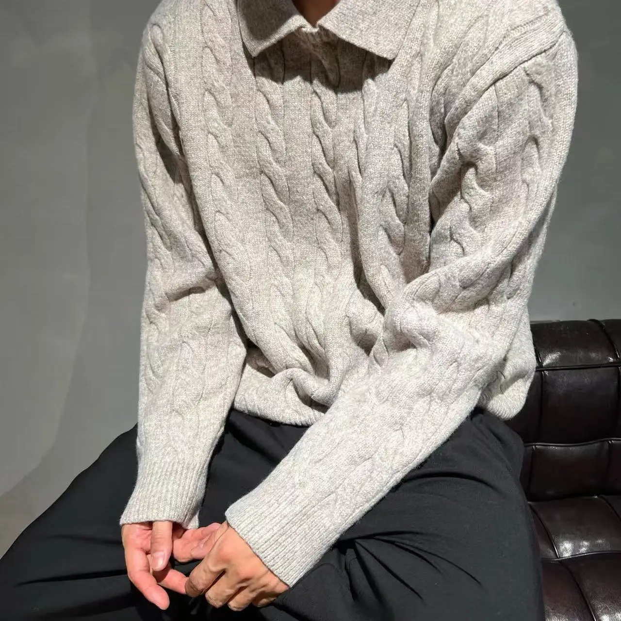 イタリア BC メンズ 25 秋冬新作 ファッション カジュアル ラペルニットセーター メンズ オールドマネースタイル ビジネスセーター