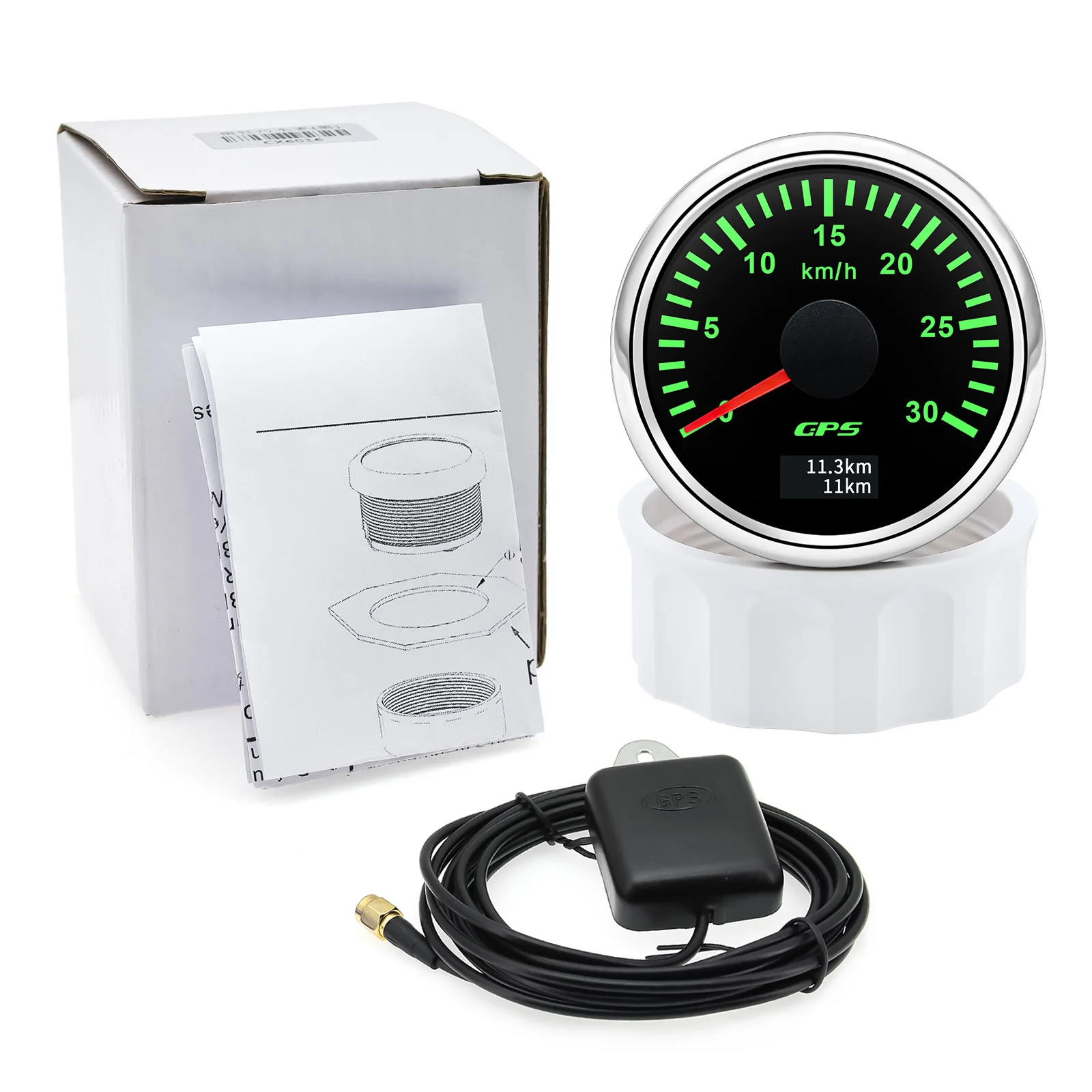 30/60/80/120/200 km/h 52 mm digitales GPS-Tachometer mit Antenne, Boot, Auto, Geschwindigkeitsmesser, 7-Farben-Hintergrundbeleuchtung, 12 V, 24 V – Detail 1