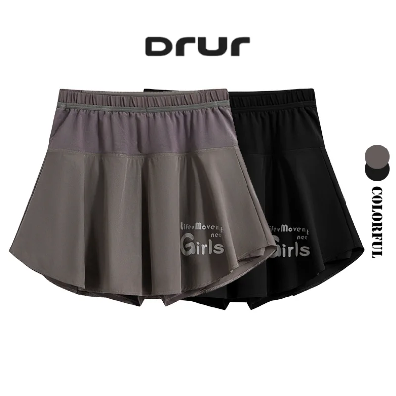 DRUR تنورة التنس عالية الخصر ألف خط صغيرة سريعة الجافة تشغيل التنانير الرياضية أكتيفيوير اللياقة البدنية Skorts مع جيوب ملابس غولف النساء