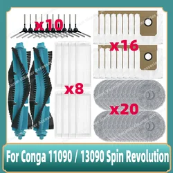 Compatível com Cecotec Conga 11090 Spin Revolution Escova principal lateral Filtro Hepa Mopa Pano Acessórios Kit de peças de reposição