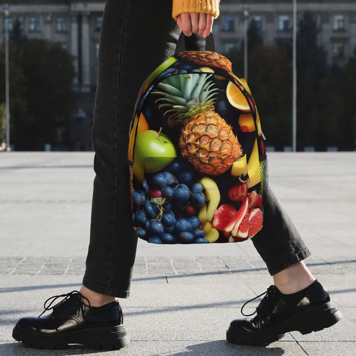Vibrant Fruit Collage Backpack Student BookBag Kids School Bag Laptop Shoulder Bags for Men Women