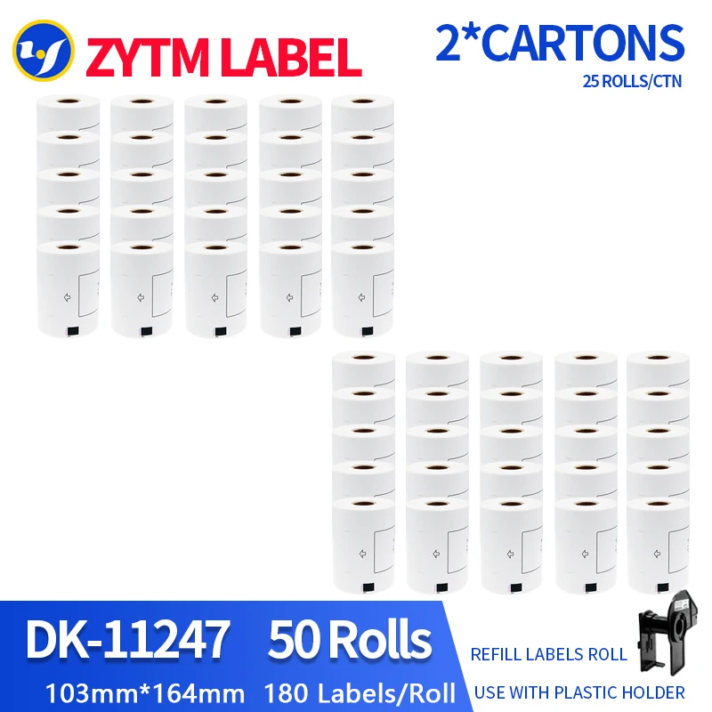 

50 Rolls Generic DK-11247 Label 103mm*164mm 180Pcs/Roll For Brother QL-1100/QL-1110NWB Printer