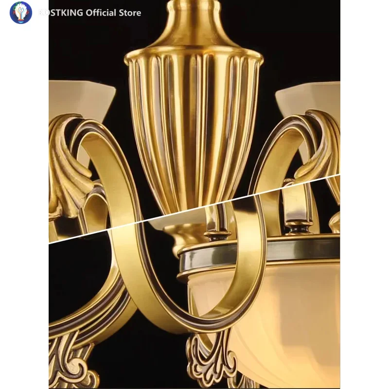 ثريا كريستال فاخرة فيلا دوبلكس غرفة المعيشة الثريات النحاسية الأوروبية خمر مصباح الغلاف الجوي أضواء المنزل شخصية