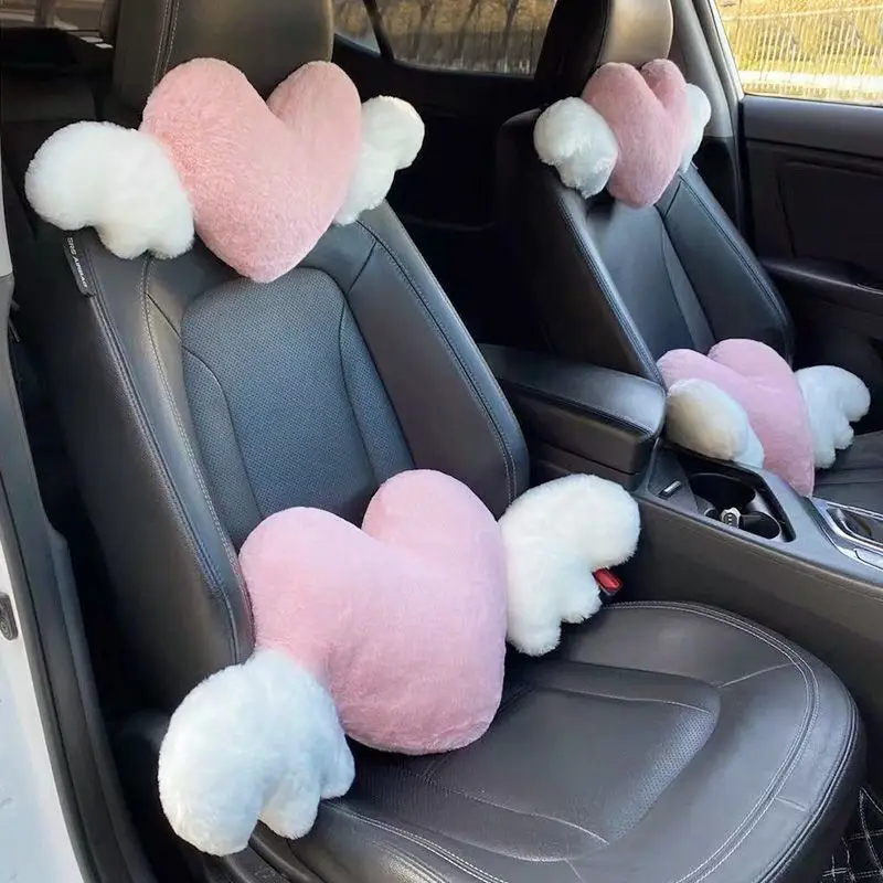 Universal Car Support Pillow - Heart-Shaped Plush Love Neck Pillow for Neck Lumbar Back Comfort and Seat Decoration