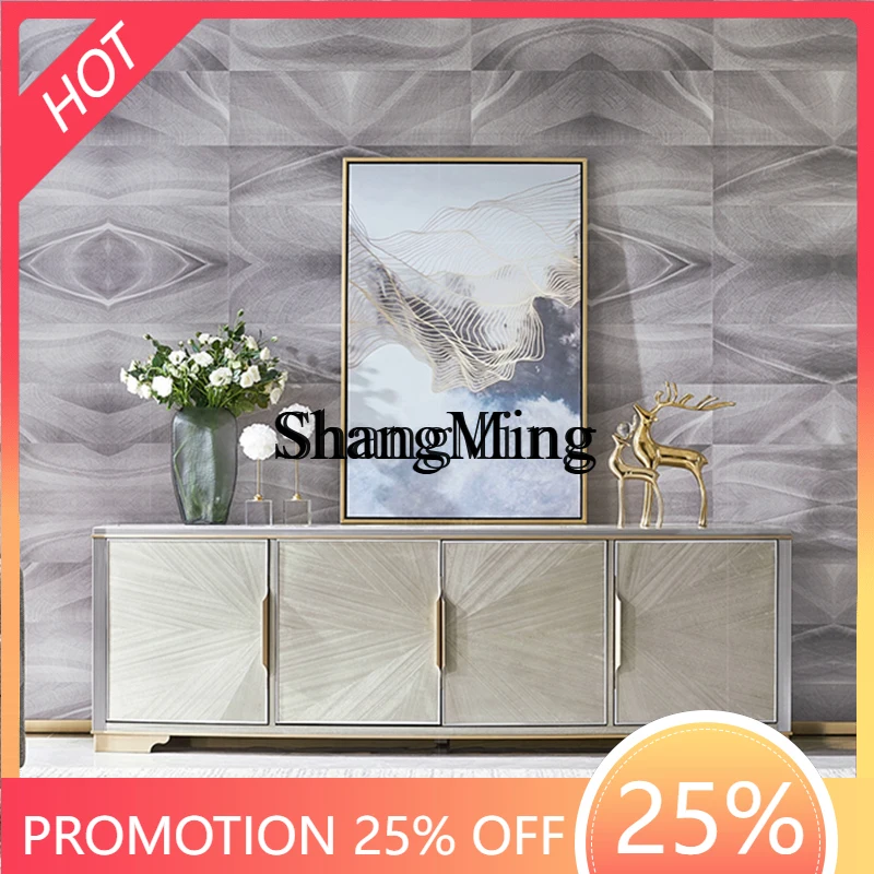 

FGlight luxury solid wood TV cabinet bedroom floor cabinet storage small apartment model room locker