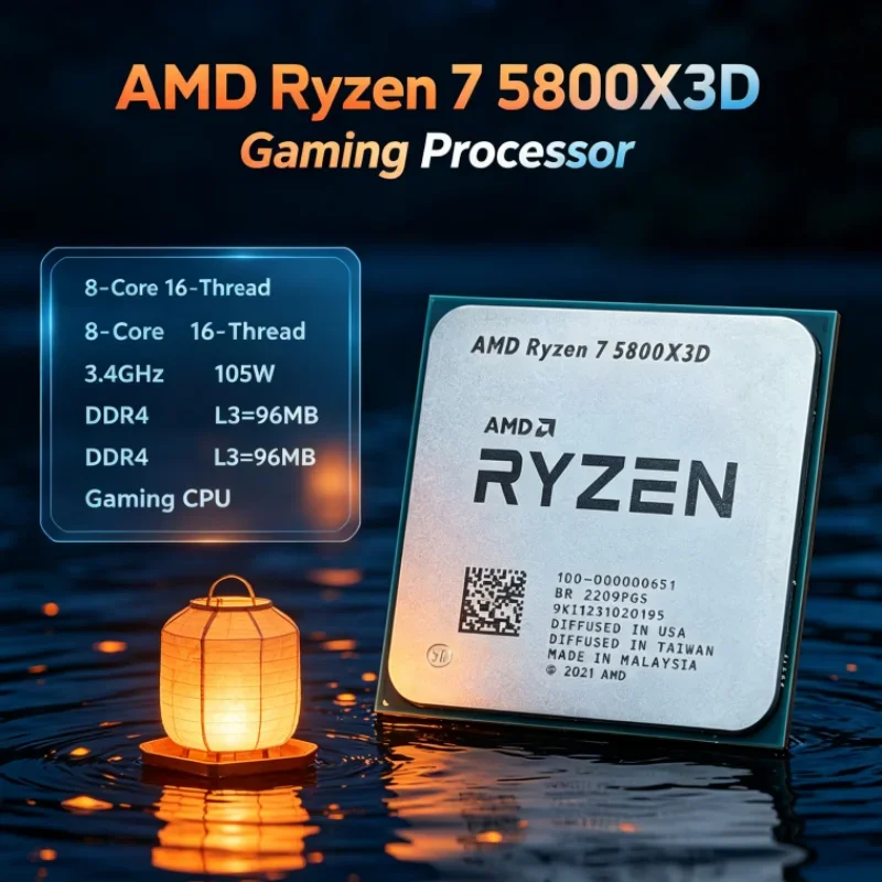 AMD R7 5800X3D 96 MB 3.4 GHz 8-Core 16-Thread Ryzen 7 Gaming Processor CPU Processor 7nm DDR4 105W for Gaming
