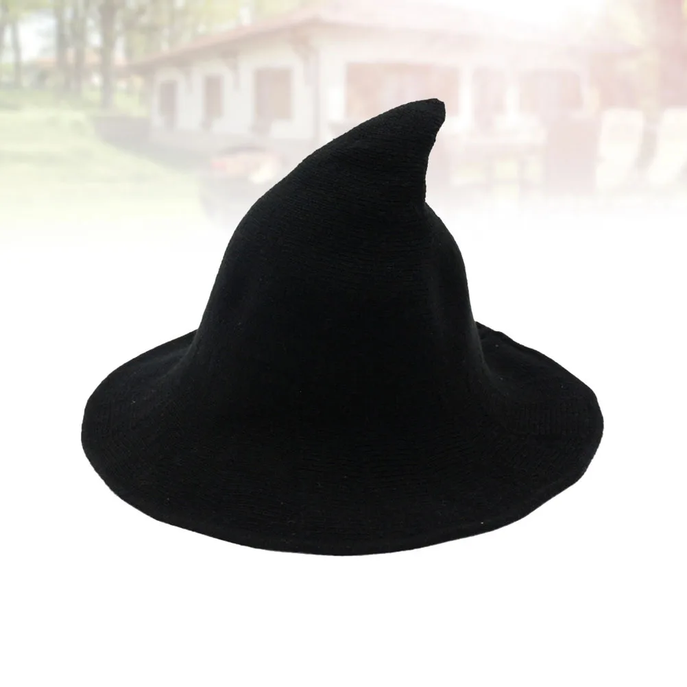 

Black Witch Beanie Woman Wool Knitted Hat Winter Warm Knit Hat Soft Fashionable for Masquerade Cosplay Costume