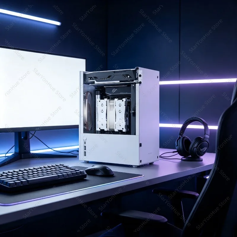 Mesh White SFX Desktop Plug-in Chassis, Rider R2 ITX Aluminum Alloy CNC Tower Air-Cooled Portable Computer Case
