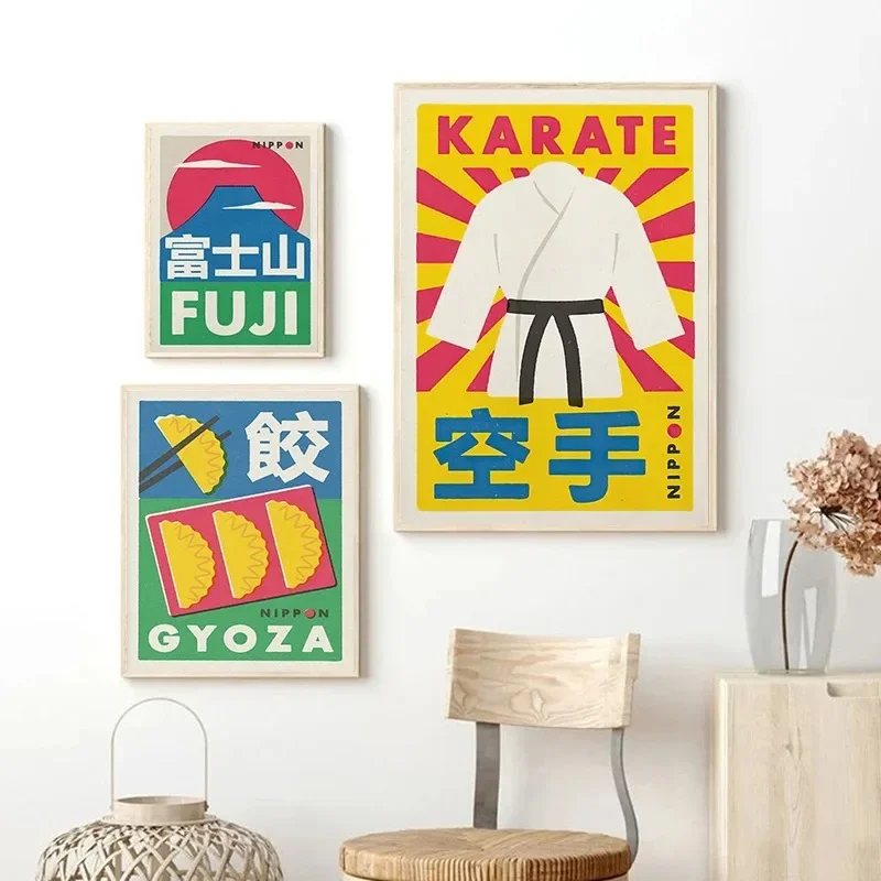 Japanese Vintage Food Culture Art Ramen Fuji Keirin Sumo Wall Art Poster Print Canvas Painting Kitchen Living Room Home Decor