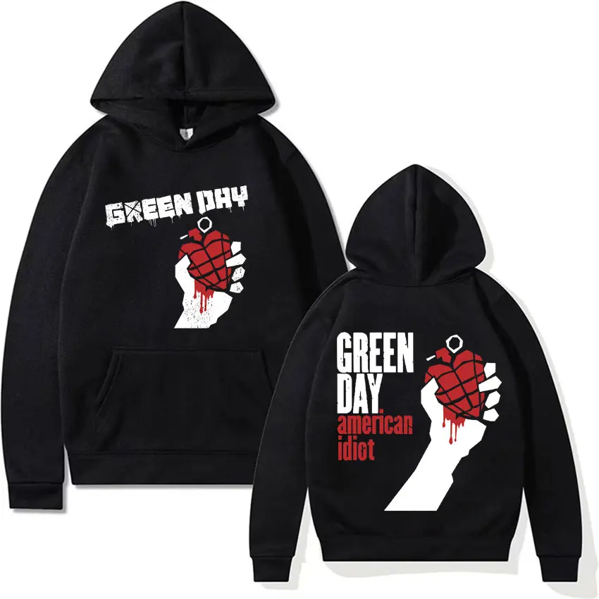 2025 Rare Punk Band Green Day American Idiot Hoodies Men Clothing Fashion 90s Vintage Sweatshirts Male Casual Fleece Oversized H