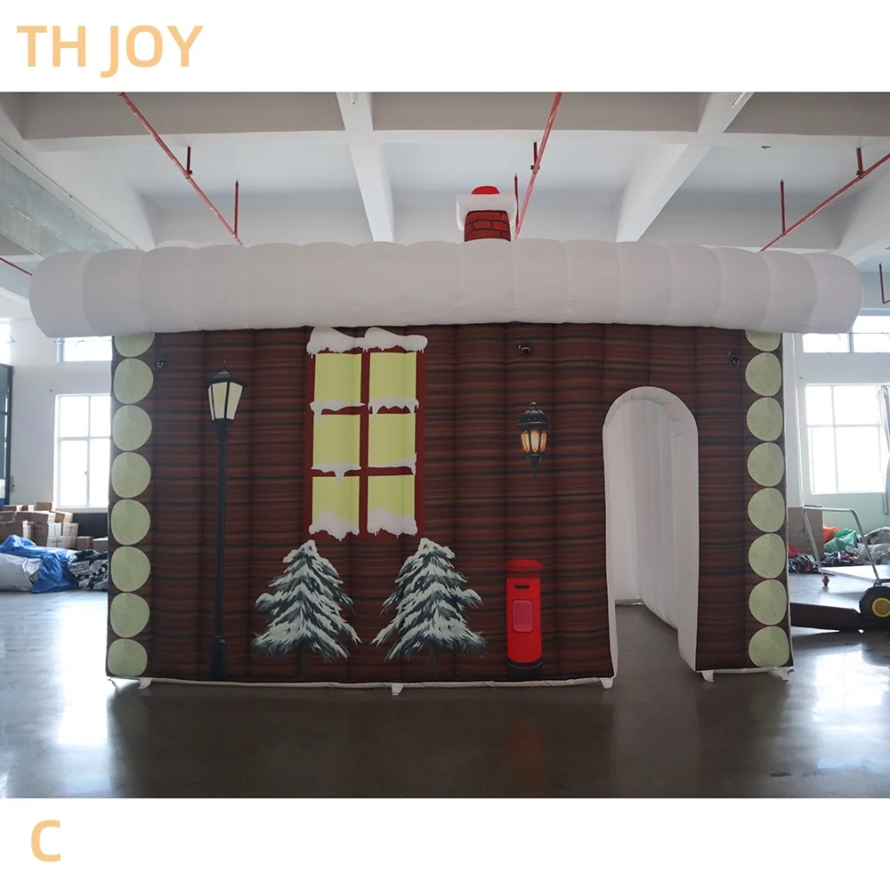 Free air shipping, 2024 new inflatable christmas house,inflatable christmas grotto christmas santa claus cabin tent