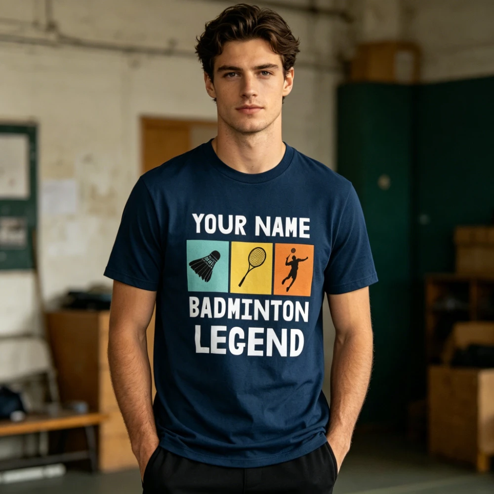 Badminton Legend - T-shirt personnalisé avec nom de joueur