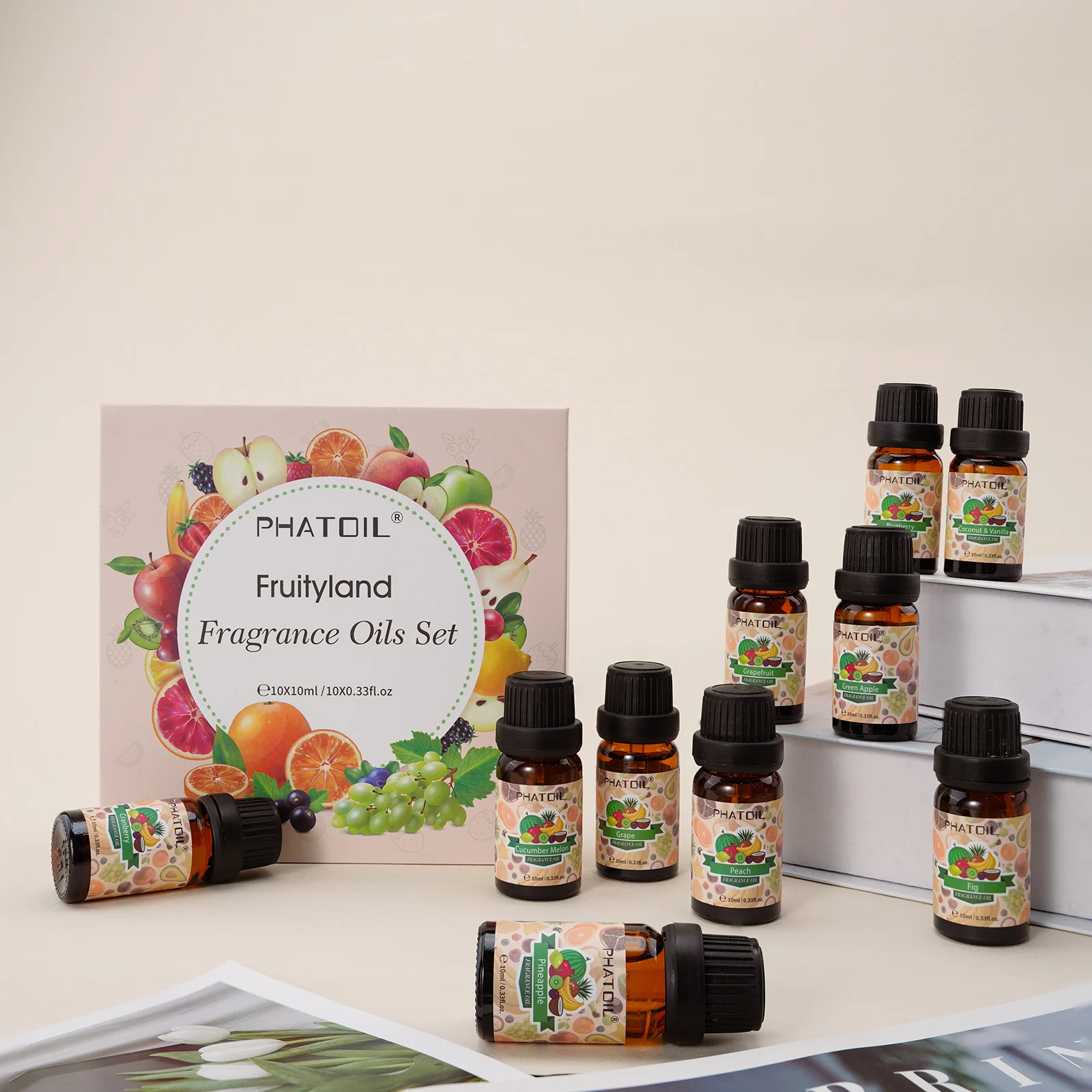 phatoil-10pcs-aromatherapy-essential-oils-set-10ml-coconut-vanilla-peach-cucumber-melon-grapefruit-pineapple-fig-apple