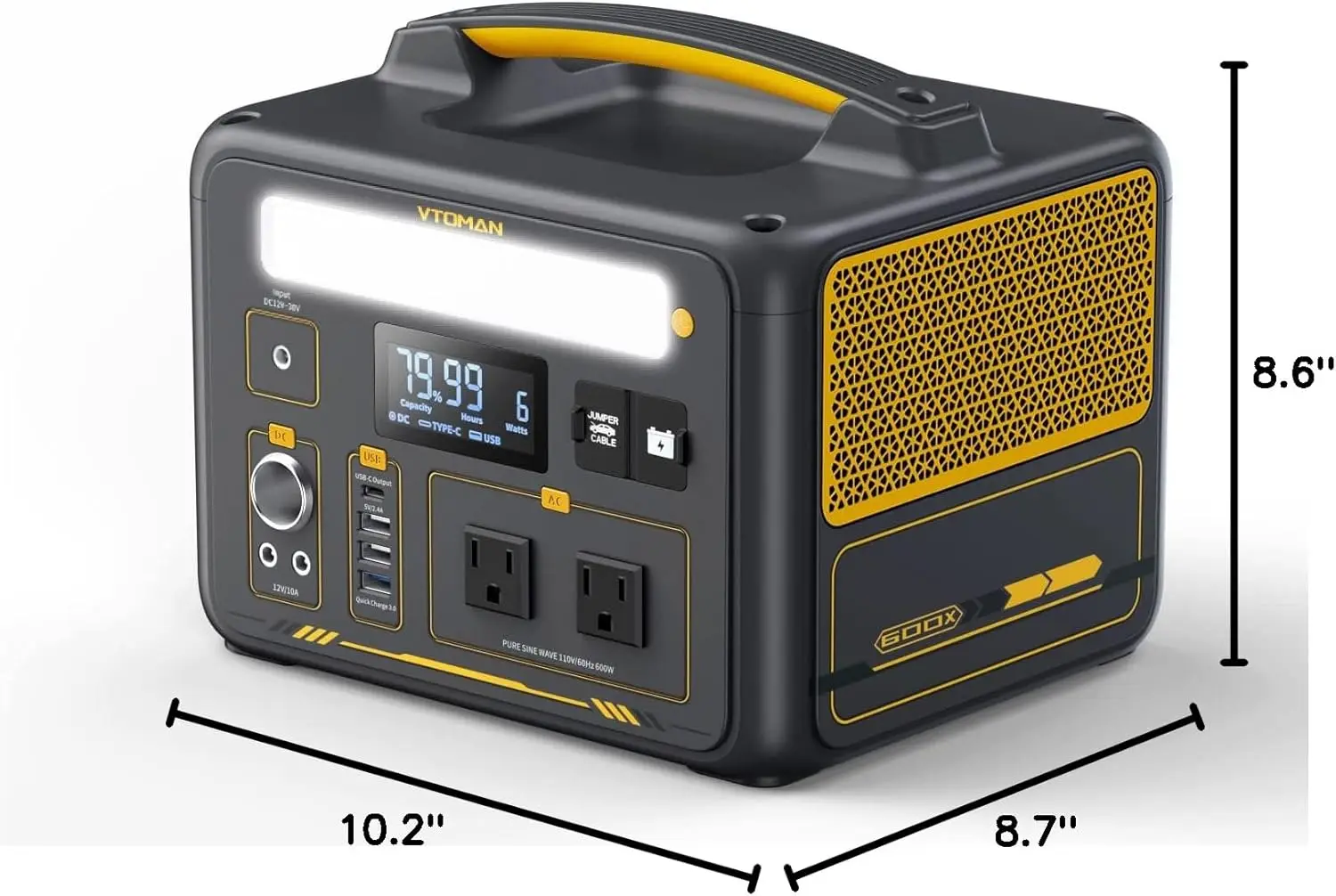 

600X Portable Power Station600W,299Wh Solar Generator LiFePO4 Battery Power Station with600W Pure Sine Wave(Surge1200W)AC Outlet