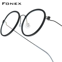 FONEX B Titanium Eyeglasses Frame Men Brand Design Round Frames Women Glasses Ultralight Weight Morten Korean Screwless Eyewear