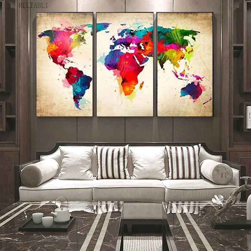 

Abstract Watercolor Ancient Map Paintings Wall Decor Pictures Living Room Decor Canvas Painting Posters and Prints Cuadros