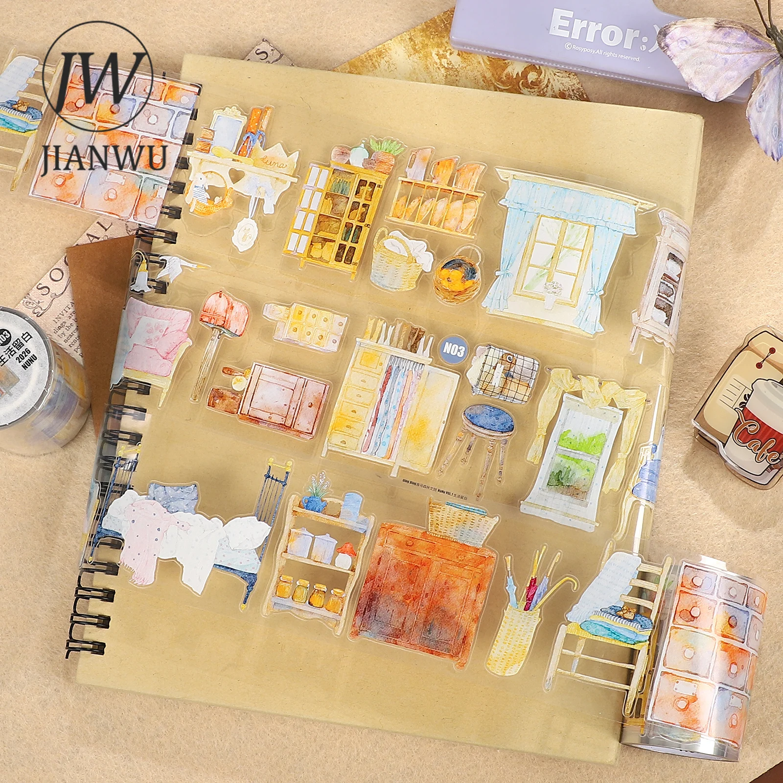 

JIANWU 55mm*5m Vintage Window Life Landscape Material Collage Scrapbooking PET Tape Creative DIY Journal Stationery