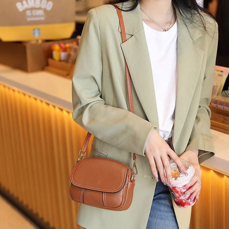 Women\'s Shoulder Bag Luxury Genuine Leather Messenger Crossbody Bags Togo Cowhide Pack Ladies Casual New Mini Female Handbag