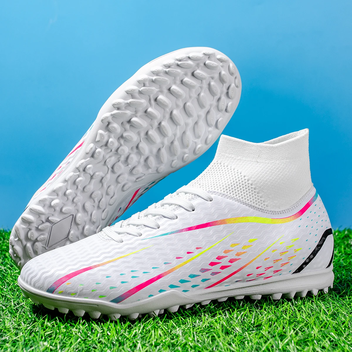 Athletic TF Turf Soccer cleats PU Fabric Skin-friendly Upper Rubber Non-slip Sole Reliable Quality Training Footwear