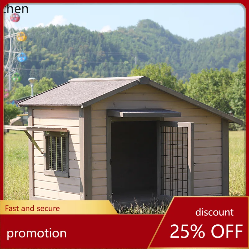 

CZ Outdoor Solid Wood Sunproof Rainproof Dog House for Large and Medium Dogs Courtyard Villa Universal Dog Bed